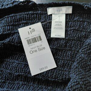 JJill Navy Ruana. New, never worn.  Open knit, 83% cotton, 17% Poly.  One Size.